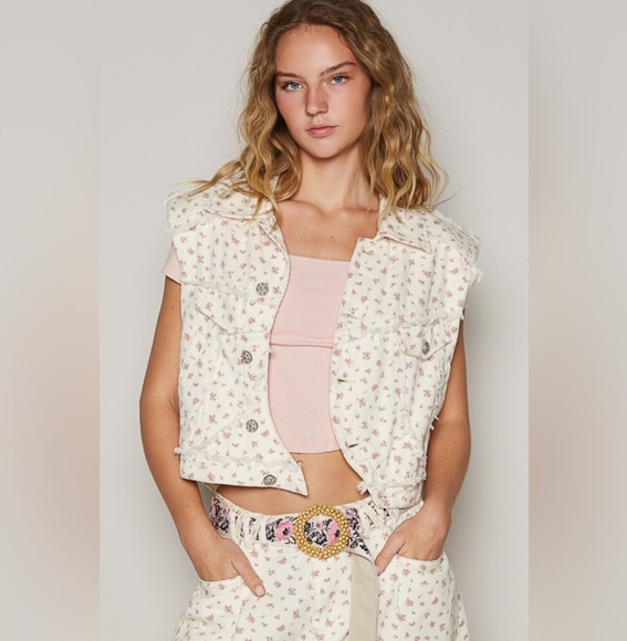 POL “Festival‎ Girl Vest” | Pink/Cream Size Small - Picture 1 of 9